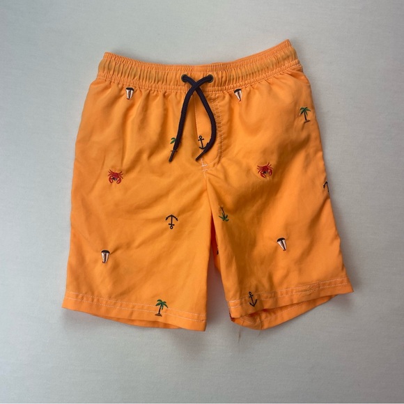 Carter’s Boys Swim Trunks Size 4/5 • Orange Nautical Print - Picture 1 of 3